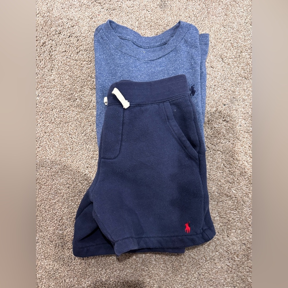 Ralph Lauren Heather Blue Tee and Navy Shorts